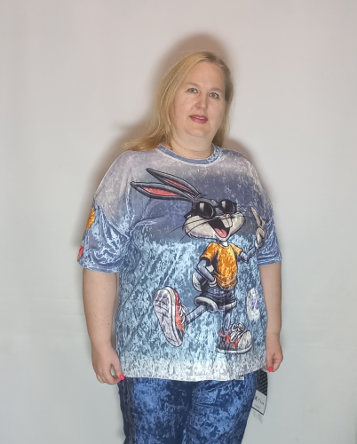 Туника  велюр "Багз Банни" (Корея, разные  фабрики) — размеры ЕДИНЫЙ