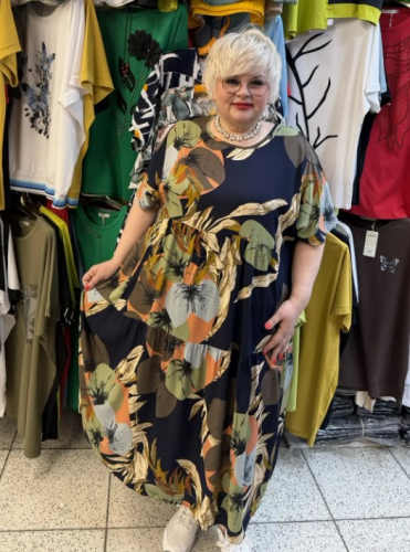 Платье "Орхидея" черный (Китай, разные фабрики) — размеры 6XL, 7XL