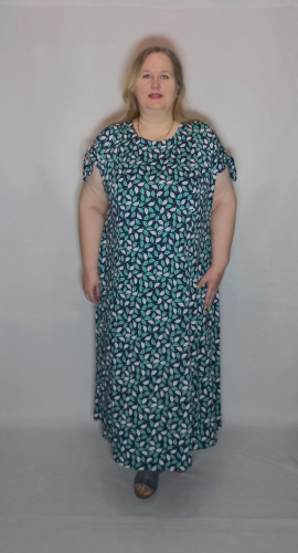 Платье трикотажное "Вальс"( листочки бирюза) (Smart-Woman, Россия) — размеры 64-66, 68-70, 72-74, 76-78, 80-82, 84-86